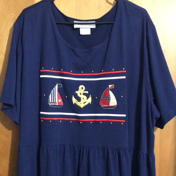 Kate & Co Modest Dress with Nautical Appliques - Picture 2 of 6